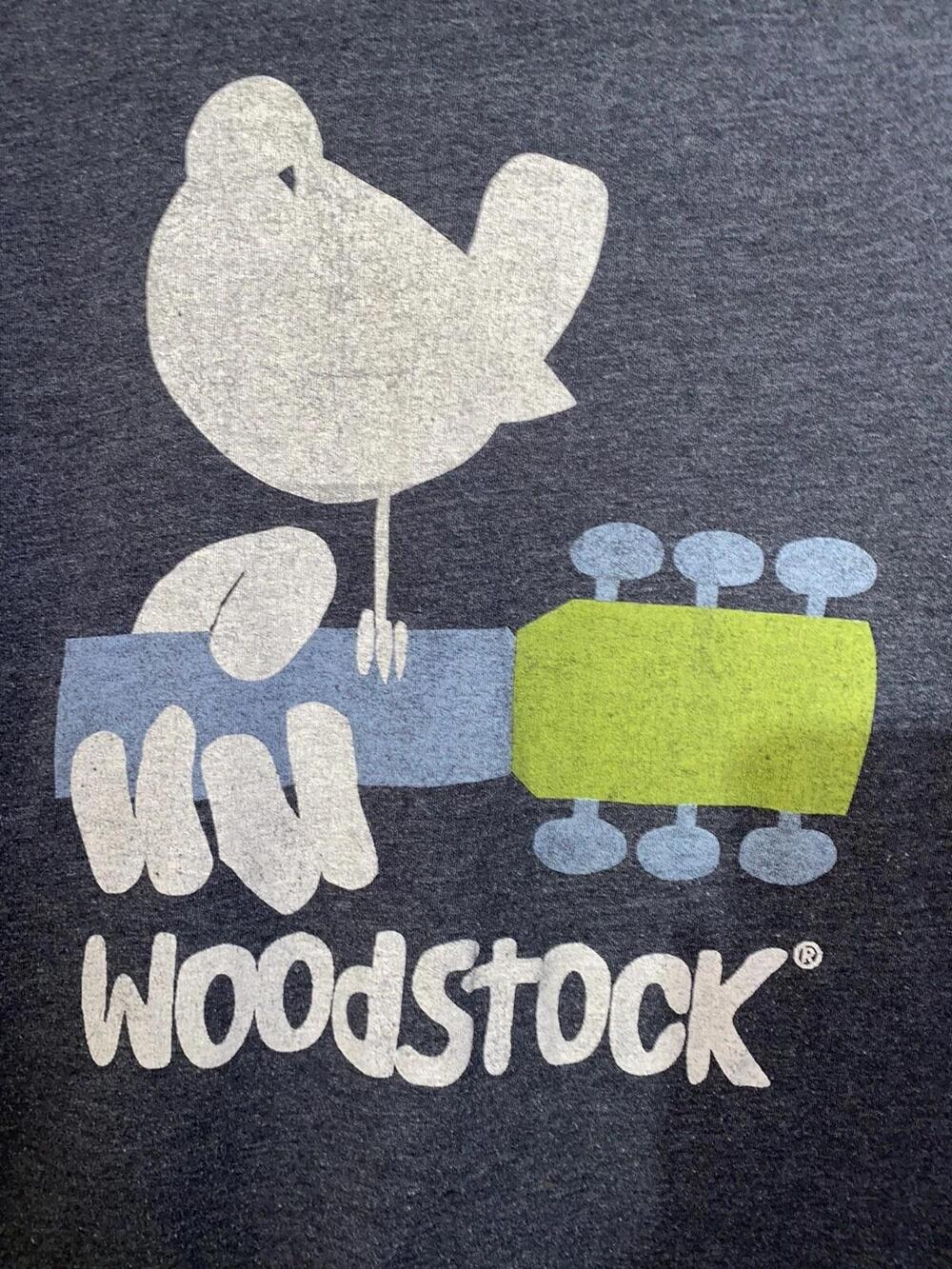 Woodstock Shirt Mens M/L Gray Short Sleeve Graphic Logo Tagless Cotton Blend